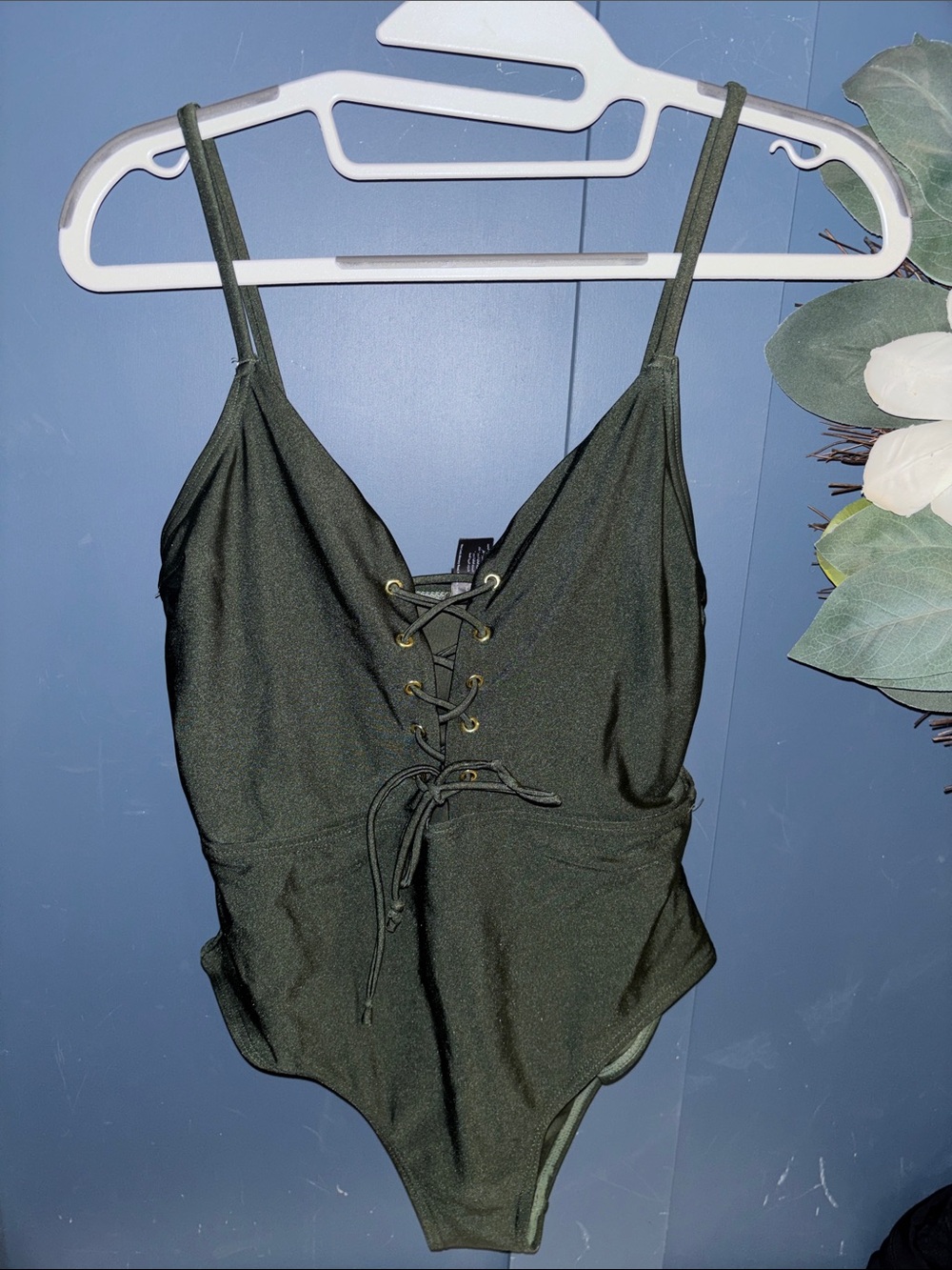 New Look Dark Olive Lace-Up‎ Swimsuit